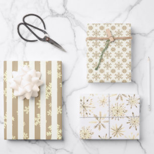 Moderne Monotone Schwarz-weiße Schneeflocke Geschenkpapier Set