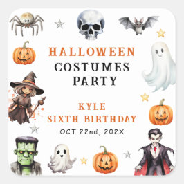 Moderne Monster Halloween-Kostüme Geburtstagsparty Quadratischer Aufkleber