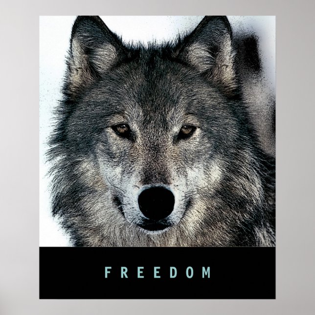 Moderne Motivierend Freiheit Wolf Poster Print (Vorne)