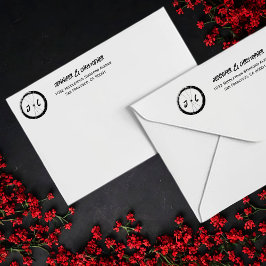 Moderne Motorradfahrer-Hochzeitssemble-Rücksendead Permastempel