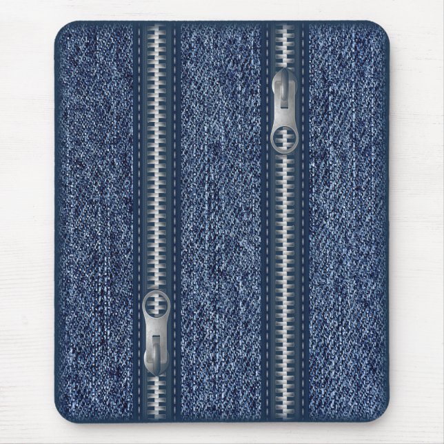 Moderne Mousepad, blaue Jeans mit Reißverschluss Mousepad (Vorne)