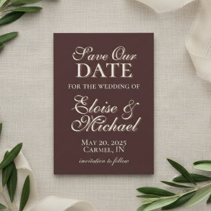 Moderne Mousse Braun Vertikal Foto Save The Date
