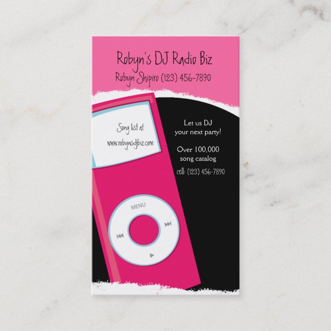 Moderne MP3-Player DJ RADIO Business Card Visitenkarte (Vorderseite)