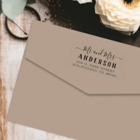 Moderne Mr. and Mrs. Script Newlyweds Rücksendeadr