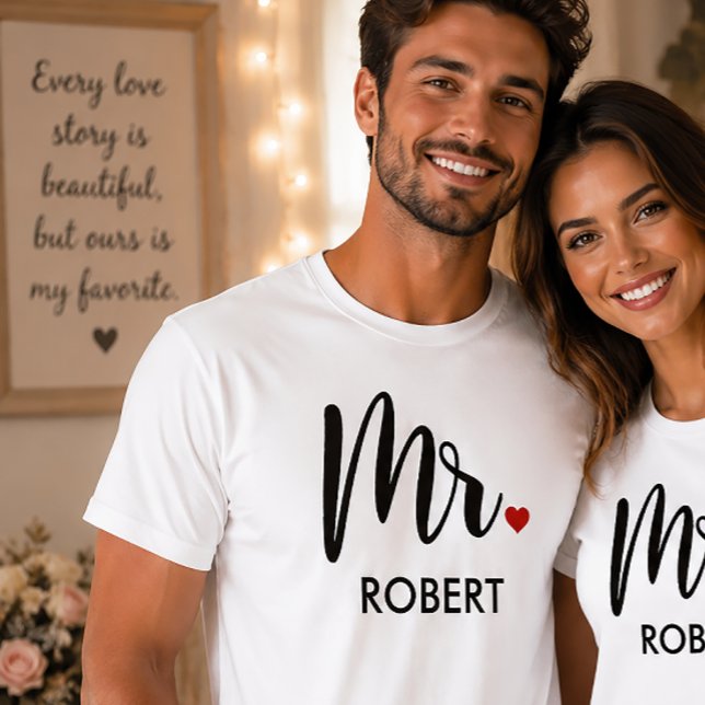Moderne Mr Calligraphy Herz Monogramm T-Shirt (Von Creator hochgeladen)