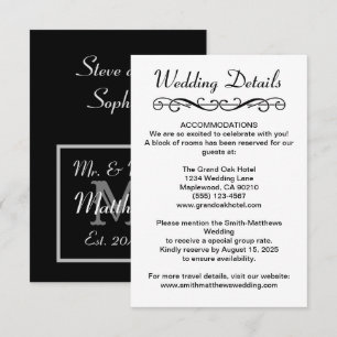 Moderne Mr Mrs Hochzeitsdetails Beilagekarte Begleitkarte