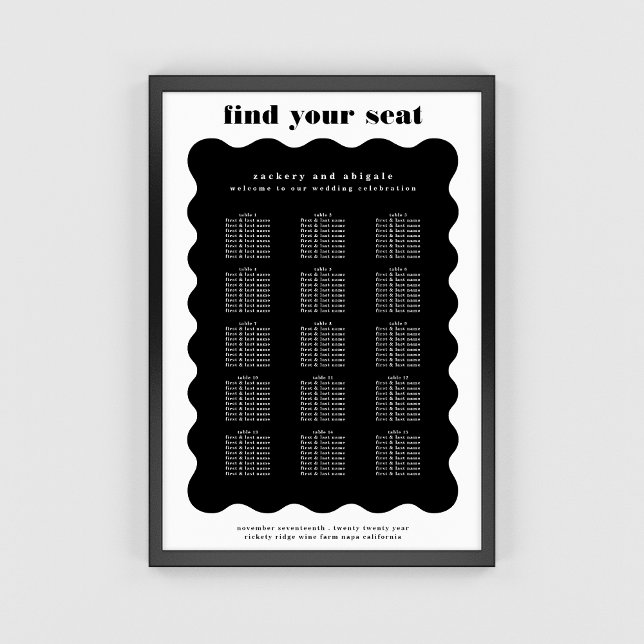 Moderne, muffige Scallope Border White Black Weddi Poster (Von Creator hochgeladen)
