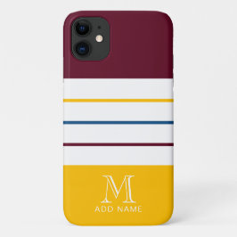Moderne Mulberry- und Bernstreifen Mit Monogramm Case-Mate iPhone Hülle
