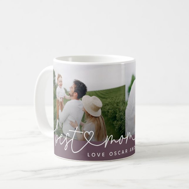 Moderne Multi-Foto beste Mutter je niedliches Herz Kaffeetasse (Vorderseite Links)