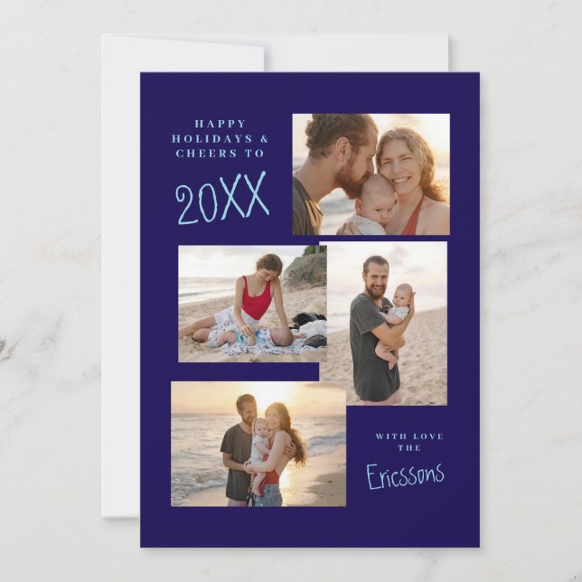 Moderne Multi-Foto Collage Card Feiertagskarte (Vorderseite)