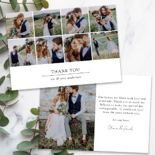 Moderne Multi-Foto Collage Hochzeit Dankeskarte