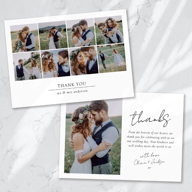 Moderne Multi-Foto Collage Hochzeit Dankeskarte (Von Creator hochgeladen)