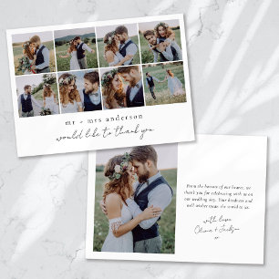 Moderne Multi-Foto Collage Hochzeit Dankeskarte