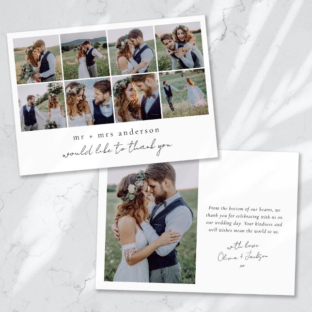 Moderne Multi-Foto Collage Hochzeit Dankeskarte (Von Creator hochgeladen)