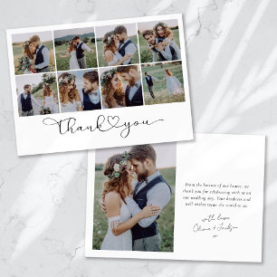 Moderne Multi-Foto Collage Hochzeit Dankeskarte