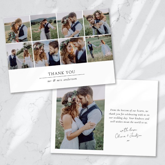 Moderne Multi-Foto Collage Hochzeit Dankeskarte (Von Creator hochgeladen)