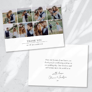 Moderne Multi-Foto Collage Hochzeit Dankeskarte