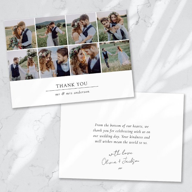 Moderne Multi-Foto Collage Hochzeit Dankeskarte (Von Creator hochgeladen)