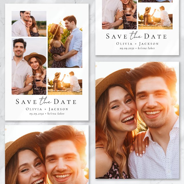 Moderne Multi-Foto Collage Hochzeit Save The Date (Von Creator hochgeladen)