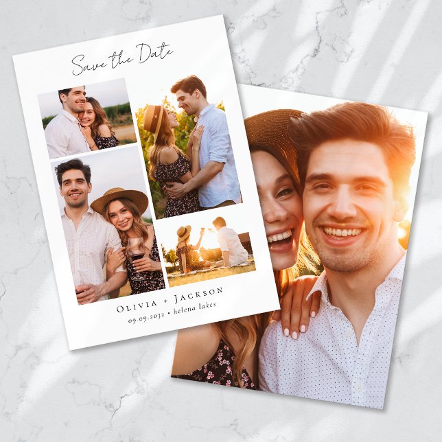 Moderne Multi-Foto Collage Hochzeit Save The Date (Von Creator hochgeladen)