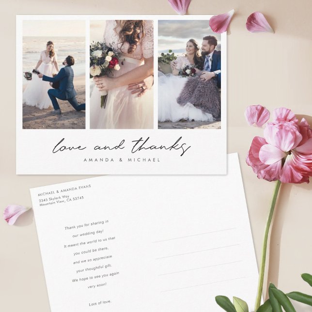 Moderne Multi Foto Collage Wedding Vielen Dank Postkarte (Von Creator hochgeladen)