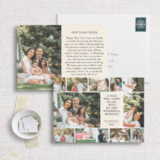 Moderne Multi-Foto-Fotokarte für das neue Jahr 12 Feiertagskarte