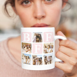 Moderne Multi-Foto-Grid-BESTE FREUNDIN rosa Kaffeetasse