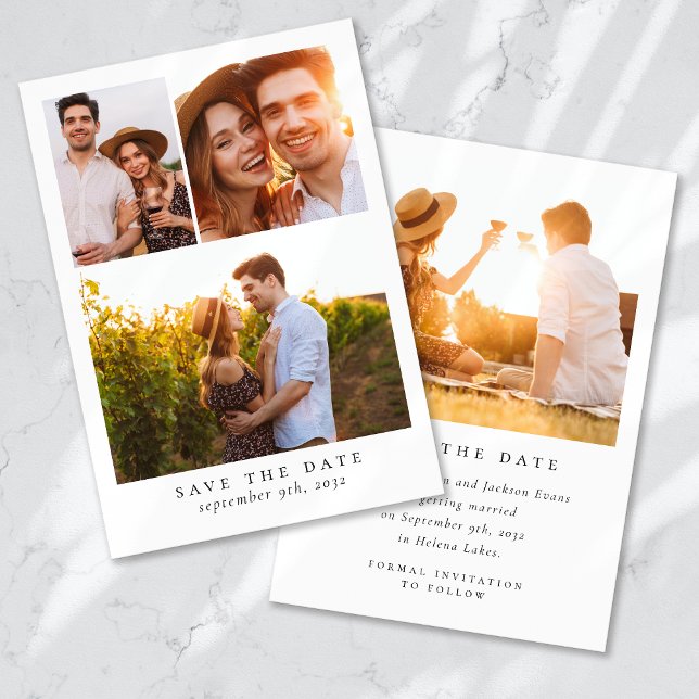 Moderne Multi-Foto-Hochzeit Save The Date (Von Creator hochgeladen)