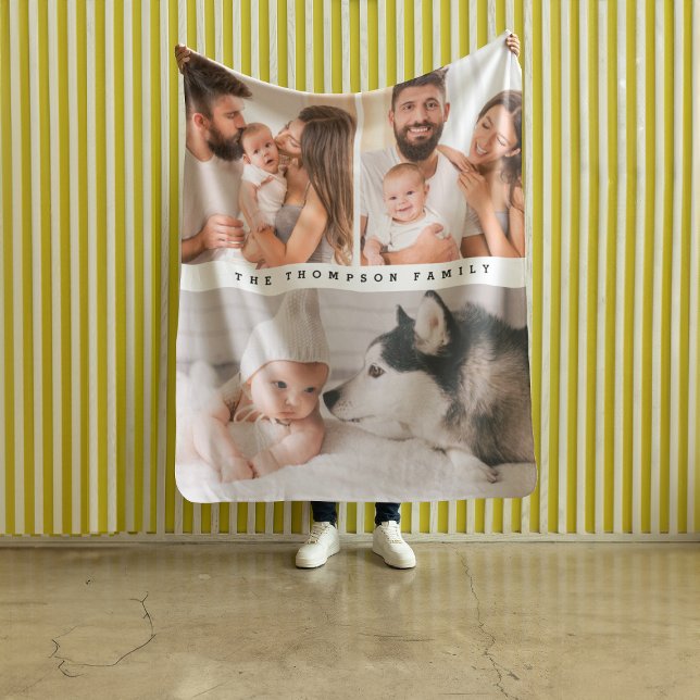 Moderne Multi-Foto-Personalisierte Einfache Zuhaus Fleecedecke (Personalized family photos fleece blanket.)