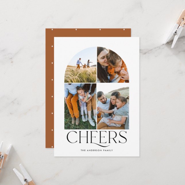 Moderne Multi-Foto-Rost-Weihnachten 4 Foto (Vorderseite/Rückseite Beispiel)