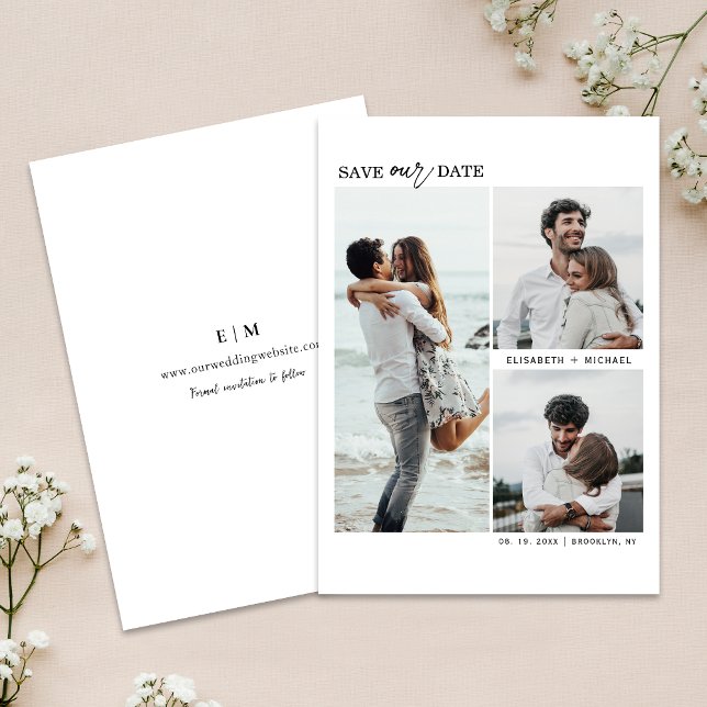 Moderne Multi-Fotos Save the Date Hochzeit Einladung (Capture elegance with our stylish Save the Date, setting the tone for your unforgettable day!)