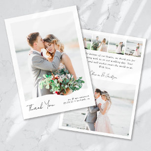 Moderne Multi Picture Hearts Hochzeit Dankeskarte