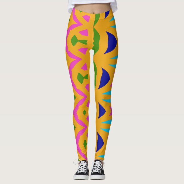 Moderne Multicolor-abstrakte "Ratti_Creative_Arts" Leggings (Vorderseite)
