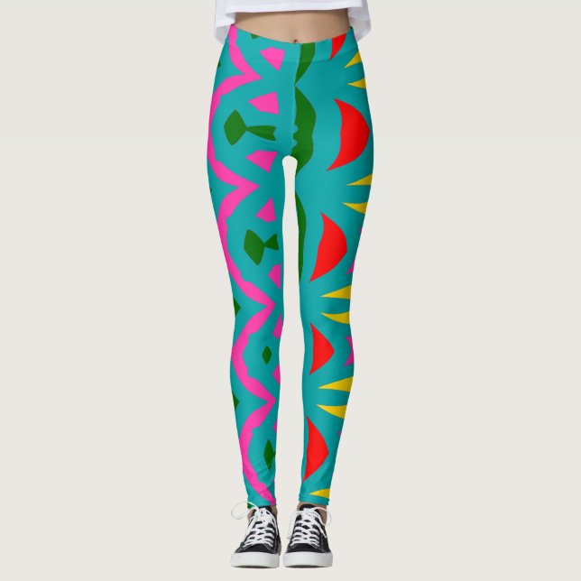 Moderne Multicolor-abstrakte "Ratti_Creative_Arts" Leggings (Vorderseite)