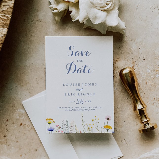 Moderne Multicolor-Wildblume Hochzeit Save The Date (Von Creator hochgeladen)