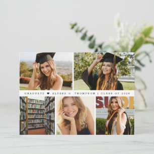 Moderne Multifoto-Absolventen-Collage Abschlussjah Dankeskarte