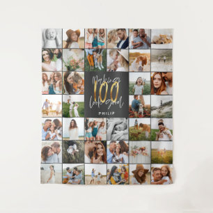 Moderne Multifoto zum 100. Geburtstag  Wandteppich