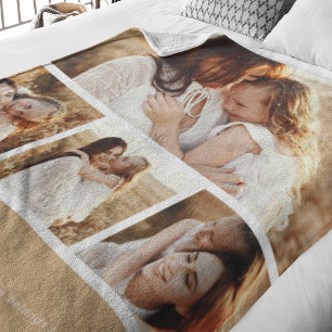 Moderne Mumien-Foto-Streifen-Collage-Fleece-Pfirsi Fleecedecke