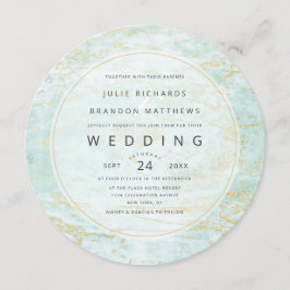 Moderne Murmeln im Ozean mit goldener Circle Weddi Einladung