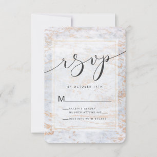 Moderne Murmeln in dusty Blue Copper Foil Edges RSVP Karte