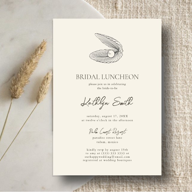 Moderne Muschel Beach Ocean Wedding Bridal Luncheo Einladung (Von Creator hochgeladen)