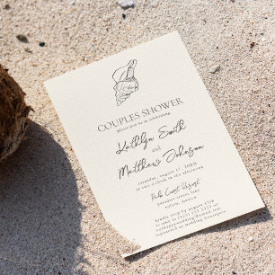 Moderne Muschel Beach Ocean Wedding Couples Dusche Einladung
