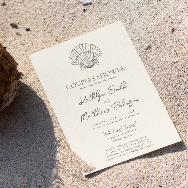 Moderne Muschel Beach Ocean Wedding Couples Dusche Einladung (Von Creator hochgeladen)