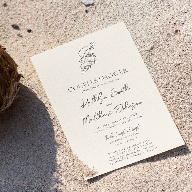 Moderne Muschel Beach Ocean Wedding Couples Dusche Einladung (Von Creator hochgeladen)