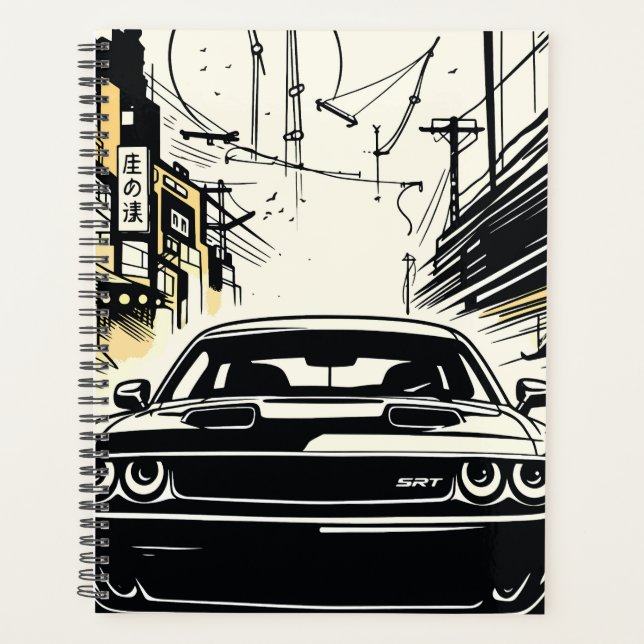 Moderne Muscle-Car-Front-Pop-Art-Illustrationsdruc Planer (Vorderseite)