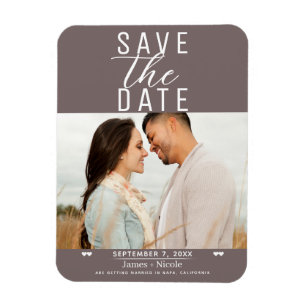 Moderne Mushroom-Taupe-Save-the-Date-Hochzeitsfoto Magnet