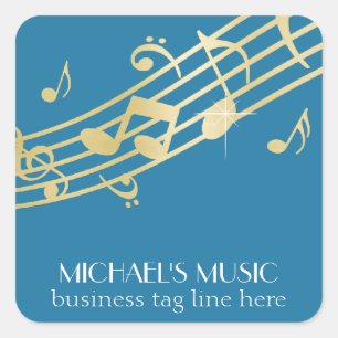 Moderne Musical Business Branding Gold Musiknoten Quadratischer Aufkleber