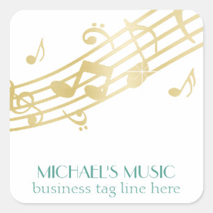 Moderne Musical Business Branding Gold Musiknoten Quadratischer Aufkleber
