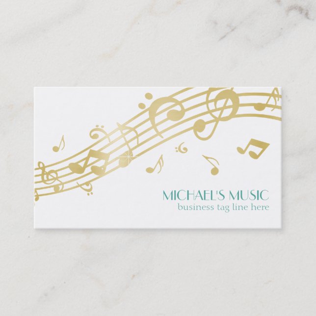 Moderne Musical Business Branding Gold Musiknoten Visitenkarte (Vorderseite)