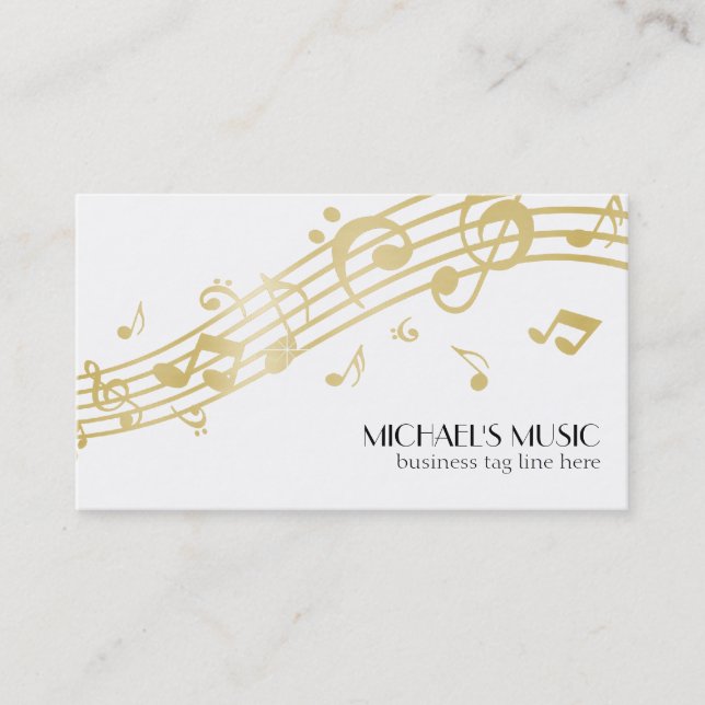 Moderne Musical Business Branding Gold Musiknoten Visitenkarte (Vorderseite)